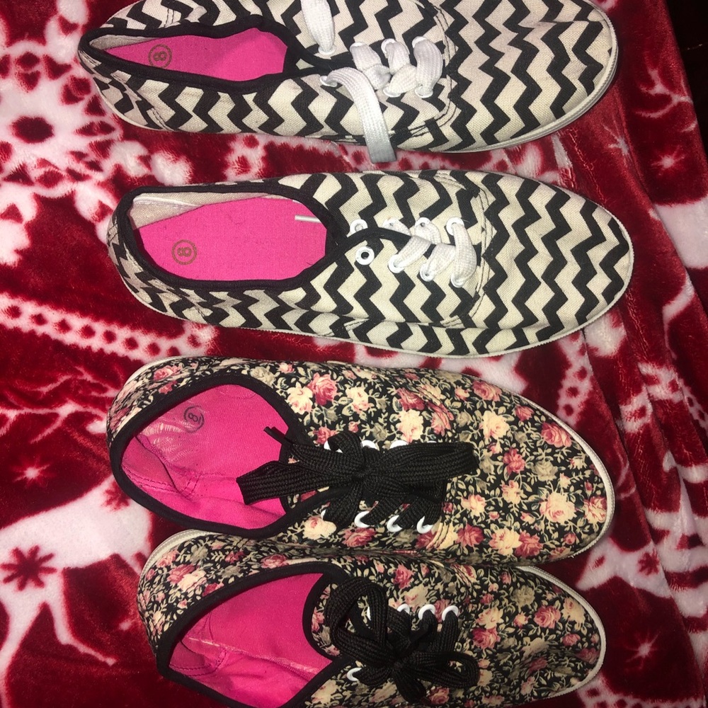 Bundle 2 pair cute canvas sneakers size 8